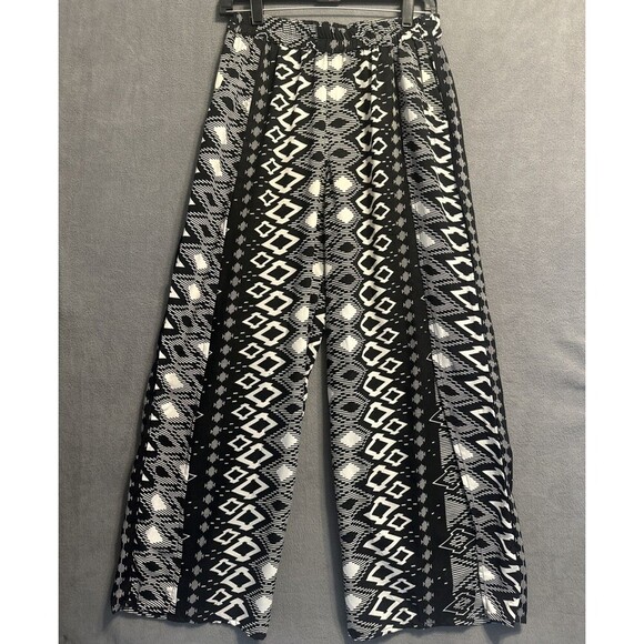 EARTHBOUND Trading Co Palazzo Pants Womens Size M Black White Resort Festival - Picture 1 of 11